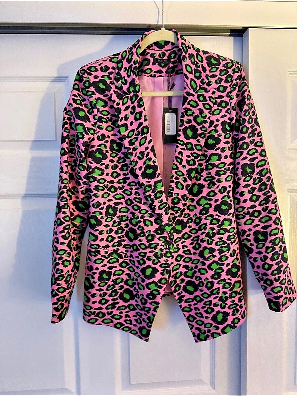 SIMPLY VERA Animal Print Blazer in Pink & Green Like New